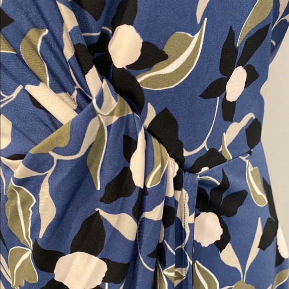 Banana Republic Dress Midi Floral Wrap Abstract Blue Green Black Floral Medium - Picture 5 of 11